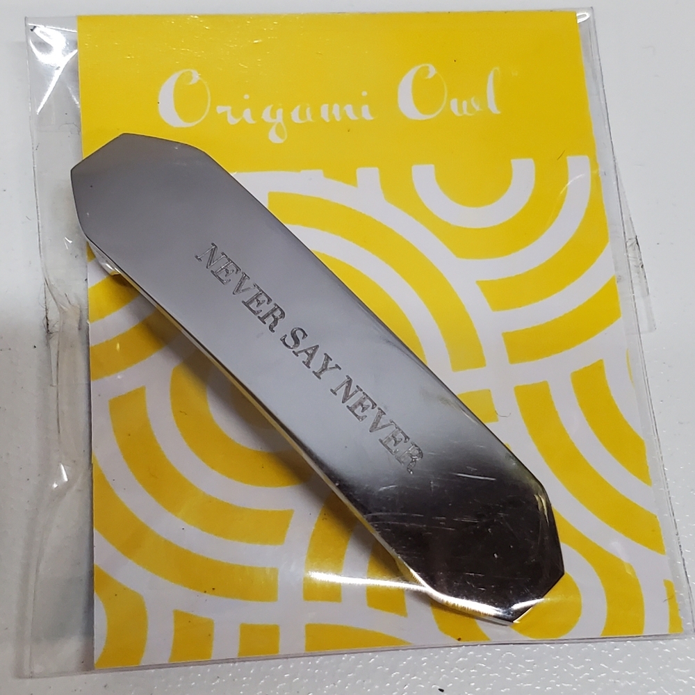 Origami Owl Silver 'Never Say Never' Plate